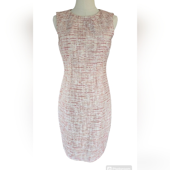 Tahari Tweed red brown cream dress - size 4 - Picture 3 of 8